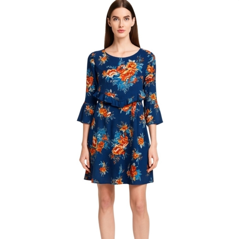AS U WISH Floral Dress Navy Blue – Size M.